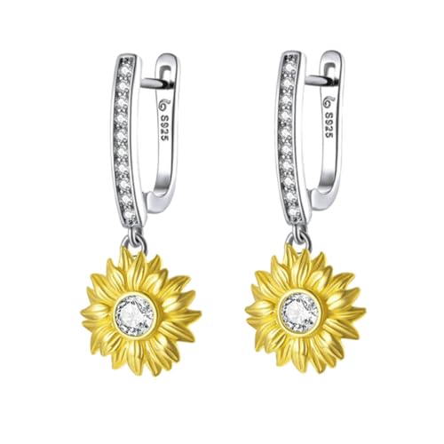 FOMIYES Sonnenblume Ohrstecker Damen Sterling Silber Vergoldet Elegantes Blumen Design Hautfreundlich Leicht Für Alltag Party Festliche Anlässe Mädchen Schmuck von FOMIYES