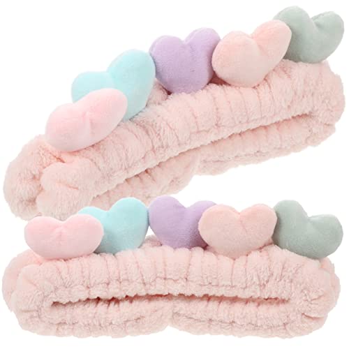 FOMIYES Süße Stirnbänder 2st Herz Stirnband Gesichtsreinigungsstirnband Winter Stirnbänder Gesichts-spa-turban Make-up-haarband Yoga-haarreifen Pyjama Elastisch Stoff Damen von FOMIYES