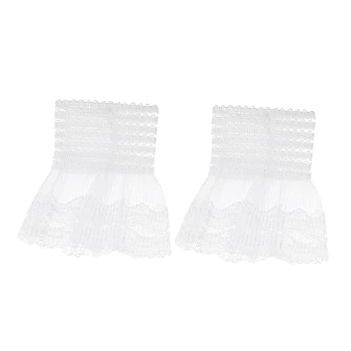 FOMIYES Spitzen Manschetten für Damen Weiße Verstellbare Chiffon Handgelenk Manschetten Atmungsaktive Viktorianische Kostüm Accessoires für Fasching Cosplay und Gothic Look von FOMIYES