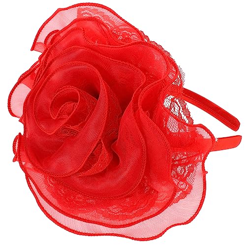 FOMIYES Spitzenblumen-stirnband Blumenkranz Leuchtend Stirnbänder Für Die Teeparty Großes Stirnband Großes Blumenstirnband Aus Spitze Hochzeit Braut Große Metall von FOMIYES