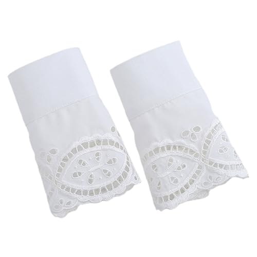 FOMIYES Spitzenmanschetten Weiß Abnehmbare Spitzen Handgelenkmanschetten mit Blumenverzierung Feminine Spitze Ärmelmanschetten für Damen Dekorative Spitzenborte für Festliche Anlässe und von FOMIYES