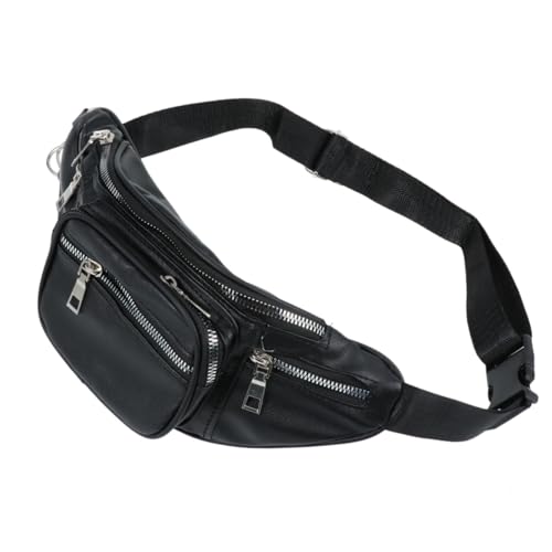 FOMIYES Sportliche PU Waist Bag mit Kette Wasserabweisend und Strapazierfähig Große Kapazität für Jogging Wandern Camping und Outdoor Workout Unisex Bauchtasche für Damen und Herren von FOMIYES