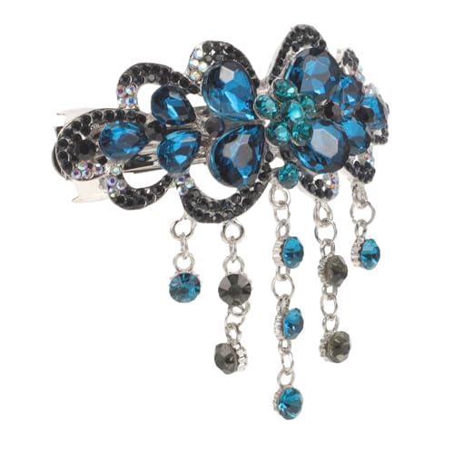 FOMIYES Spring Hair Clip Große Wasserblau Strass Haarklammer Blumendekor Hochzeits Haarschmuck Damen Eleganter Haarstyling Pin Für Braut Junggesellenabschied von FOMIYES
