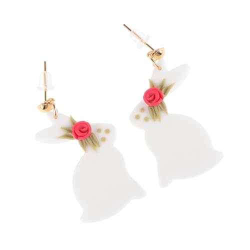FOMIYES Statement Ohrringe Osterhase aus Polymer Clay Handgefertigte Langlebige Bunny Ohrstecker Komfortabel für Frühlingspartys und Festliche Anlässe Modischer Schmuck für Damen von FOMIYES
