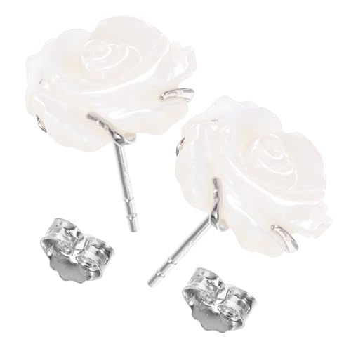 FOMIYES Sterling Silber Muschel Ohrstecker Rosenblüte Handgefertigt Elegant Damen Schmuck für Hochzeit Geburtstag und Alltag von FOMIYES