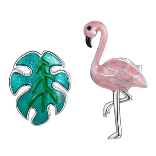 FOMIYES Sterling Silber Ohrstecker Damen Flamingo und Baumblatt Design Kreative Hautfreundliche Ohrschmuck Ohrstecker für Alltag und von FOMIYES