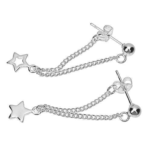 FOMIYES Sterling Silber Stern Ohrstecker Damen Lange Hängende Ohrringe mit Quaste für Frauen und Mädchen Leicht Modisch für Alltag Party Hochzeit von FOMIYES