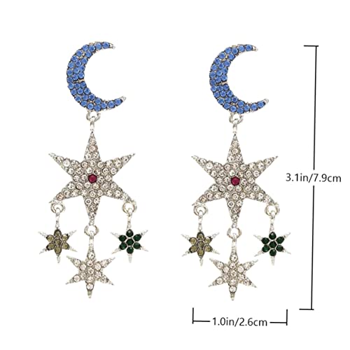 FOMIYES Stern Mond Quasten Ohrringe Damen Ohrstecker Modisch Komfortabel Langlebig Party Schmuck Blau von FOMIYES