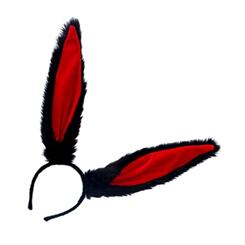 FOMIYES Hasenohren Haarreif Für Cosplay 33cm Schwarz Rot Verstellbar Für Mädchen Und Frauen Kostüm Requisite Für Karneval Und Ostern von FOMIYES