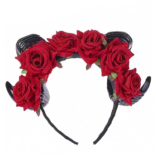 FOMIYES Stirnband Aus Simuliertem Horn Tag Des Todes Kopfbedeckung Hornblumenstirnband Cosplay Hair Hoop D?monenkostüm D?monenh?rner Haarring Damen Die Blumen Polyethylenstarr von FOMIYES