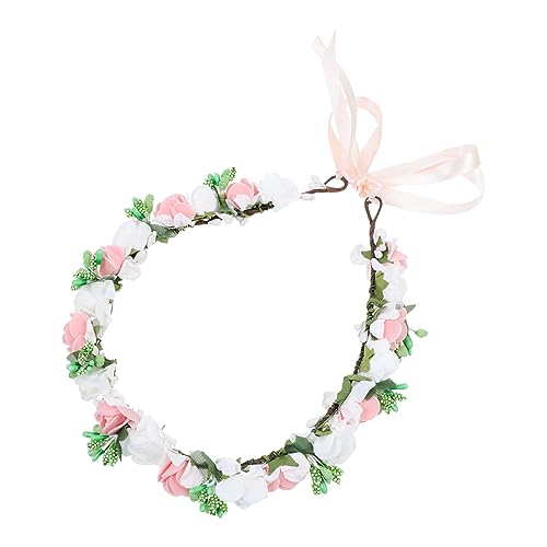 FOMIYES Blumenkranz Haarband Für Mädchen Pe-schaum Kopf Schmuck Für Hochzeiten Bachelorette-feiern Fotografie Elegantes Leichtes Wreath Headdress Mit Perlen Und Blumen von FOMIYES