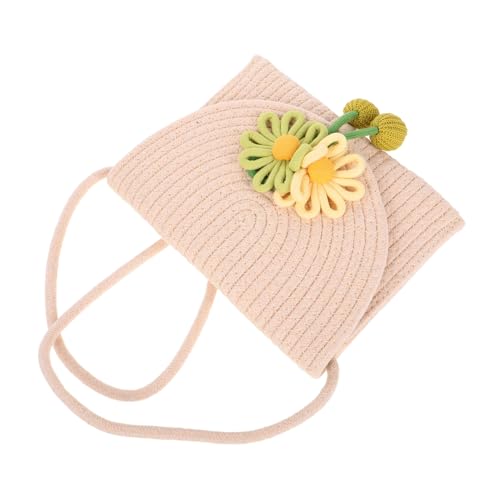 FOMIYES Strandtasche Damen Handgewebt mit Blütenmuster Kleine Crossbody Schultertasche Leichte Strohtasche für Sommer Strand und Alltag Umhängetasche für Mädchen von FOMIYES