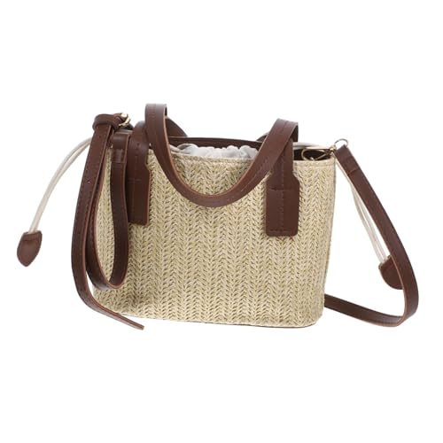 FOMIYES Strandtasche Damen Handtasche Weaving Bucket Bag Canvas Eimer Tasche Casual Umhängetasche für Frauen und Mädchen mit Modernem Gewebtem Design in Braun von FOMIYES