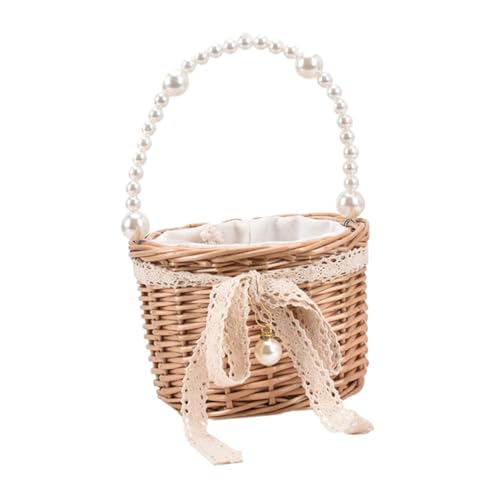 FOMIYES Strandtasche Damen Kleine Stroh Handtasche Sommer Rattan Handgewebt Tragbar Stylische Umhängetasche für Alltag Schule Shopping mit Großer Kapazität und Langlebigem Material von FOMIYES
