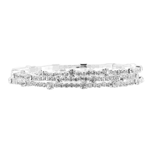 FOMIYES Strass Armband Damen Armbänder Perlen Armreifen Für Damen Für Tanzen Trendiges Mehrlagiges Armreif Armband Manschettenschmuck Klobige Armbänder Zinklegierung Silber von FOMIYES