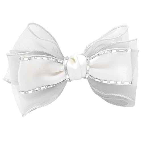 FOMIYES Strass Haarklammer mit Weißem Schleifen Design Kleine Haarspange für Frauen und Mädchen Funkelnde Haarschmuck für Alltag und Besondere Anlässe Langlebig und Vielseitig Passend von FOMIYES