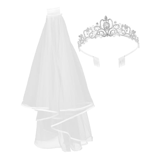 FOMIYES Strass Tiara Für Hochzeit Shiny Krone Mit Schleier Modisches Stirnband Für Damen Elegant Und Schick von FOMIYES