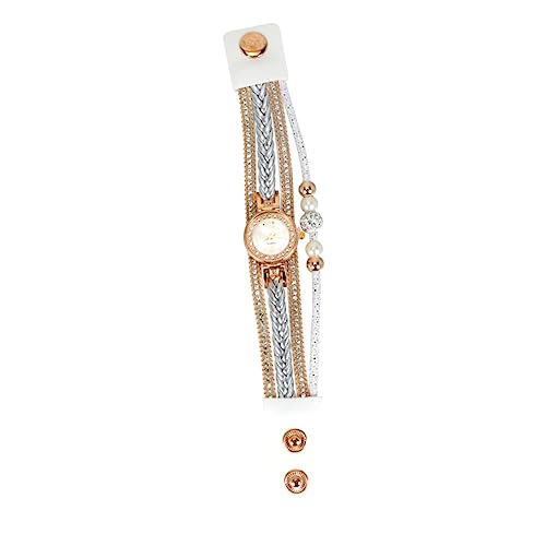 FOMIYES Kleine Damen Armbanduhr Quarz Strassuhr Handgelenkkette Kreative Mode Weiß Damenuhr Armbanduhr Analog von FOMIYES