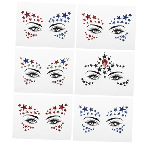 FOMIYES 6blätter Bögen Fünfzackigen Stern Auge Aufkleber Kreative Strass Augen Aufkleber Für Körper Make-up Album Tagebuch Und Umschlag Dekorieren Hochwertiges Acrylmaterial von FOMIYES