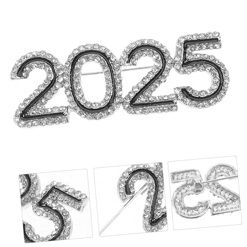 FOMIYES Strassbesetzte Brosche Zahl Damen Anstecknadel Glänzend Schmuck für Kleidung Mantel Schal Veredelter Neujahrs Glücksbringer Rhinestone von FOMIYES