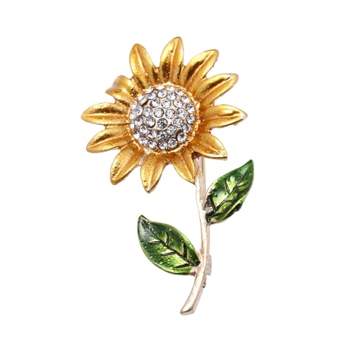 FOMIYES Strassbrosche Sonnenblume aus Legierung Modische Anstecknadel für Kleid Schal Tasche Langlebiger Schmuck für Damen Geeignet für Hochzeit Business und Festliche Anlässe von FOMIYES
