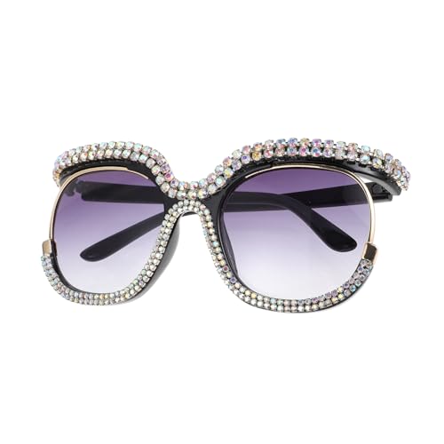 FOMIYES Strassverzierte Damen Sonnenbrille Schwarz UV Schutz Winddicht Robuste Outdoor Sonnenbrille für Strand Reisen Freizeit von FOMIYES