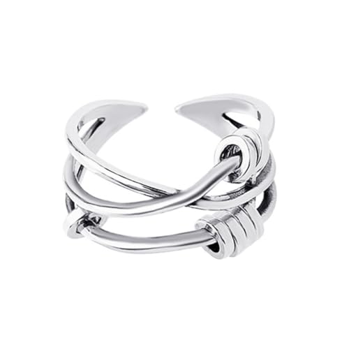 FOMIYES Stress Fingerring Damen Fidget Ring mit Drehbaren Perlen Unregelmäßiger Offener Geometrischer Beads Ring Verstellbar Modisch und Langlebig für Geburtstag und Alltag von FOMIYES