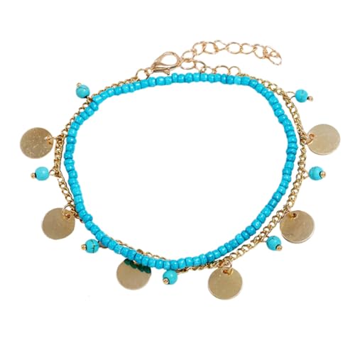 FOMIYES Stylische Damen Fußkette Goldfarbene Dekorative Anklet mit Perlen Sommer Schmuck für Strandpartys und Alltag von FOMIYES