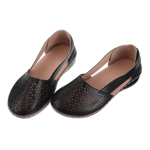 FOMIYES Stylische Damen Sandalen mit Geschlossenem Zehenbereich Robuste Langlebige Espadrilles mit Niedrigem Keilabsatz und Atmungsaktivem Hohlraumdesign Modische Einfarbige Freizeitschuhe von FOMIYES