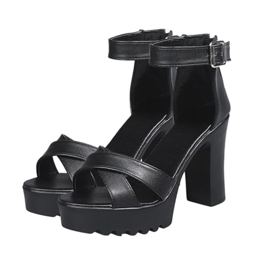 FOMIYES Stylische Damen Sandaletten mit Klobigem Blockabsatz Offene Zehen Rutschfeste Sohle Langlebiges Material Atmungsaktiv Geeignet für Business und Party Modische Sommerschuhe Schwarz FOMIYES Stylische Damen Sandaletten mit Klobigem Blockabsatz Offene Zehen Rutschfeste Sohle Langlebiges Material Atmungsaktiv Geeignet für Business und Party Modische Sommerschuhe Schwarz von FOMIYES