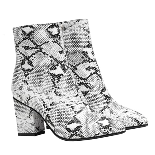 FOMIYES Stylische Damen Stiefeletten mit Spitzem Zehenbereich Rutschfest und Langlebig Weiß High Heels Kurzstiefel für Alltag und Besondere Anlässe von FOMIYES