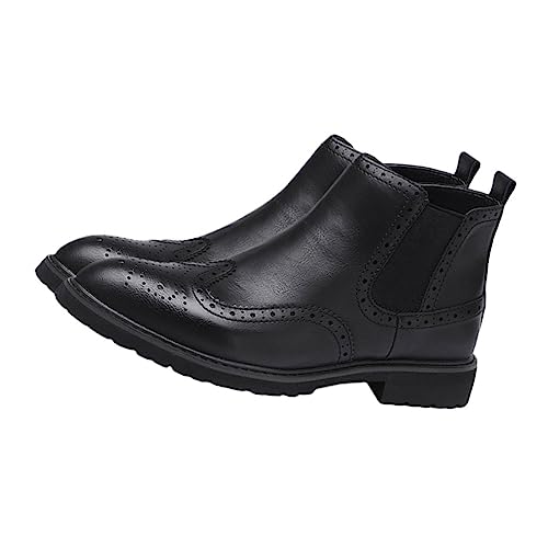 FOMIYES Stylische Herren Brogued Boots aus Atmungsaktivem Mikrofaser Material Geschnitztes Design Hoher Schaft Bequeme für Arbeit Party und Alltag Schwarz von FOMIYES
