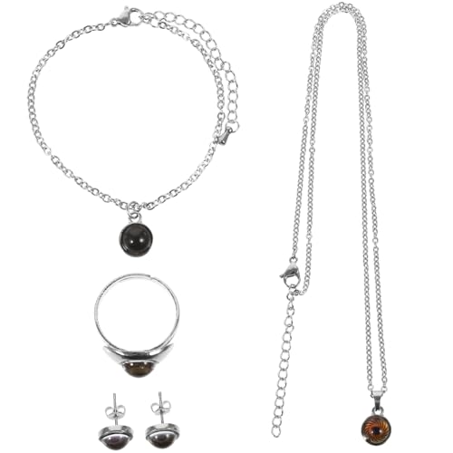 FOMIYES Stylische Schmuckset Damen Farbwechsel Ring Halskette Armband Ohrringe Temperaturabhängig Elegant Modisch Vielseitig Alltag Anlass Geschenkidee von FOMIYES
