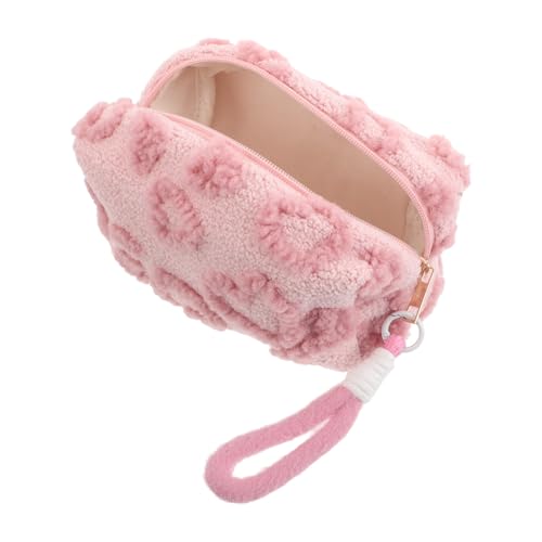 FOMIYES Plüschige Kosmetiktasche Mit Herzmotiv Großes Fassungsvermögen Für Make-up-Tools Reise-kulturbeutel Mit Reißverschluss Für Damen Und Teenager von FOMIYES