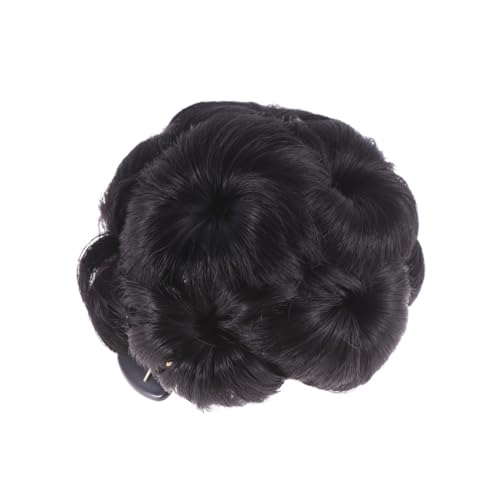 FOMIYES Synthetischer Haarknoten Clip mit Blumen Design Natürlicher Schwarzer Dutt Haarfixator für Damen Langlebiger Haarklammer für Voluminöse Hochsteckfrisuren Einfach Anzuwenden von FOMIYES