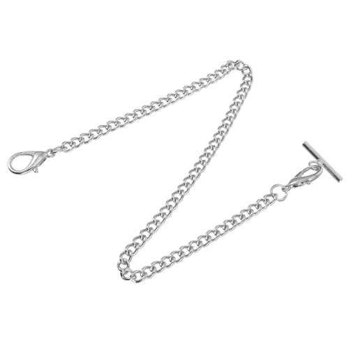 FOMIYES Taschenuhrkette aus Metall mit T Bar Verschluss Silberfarbene Uhrenkette für Herren als Modisches DIY Bekleidungsaccessoire Vielseitige Hosenträgerkette für Taschenuhr Schlüssel von FOMIYES