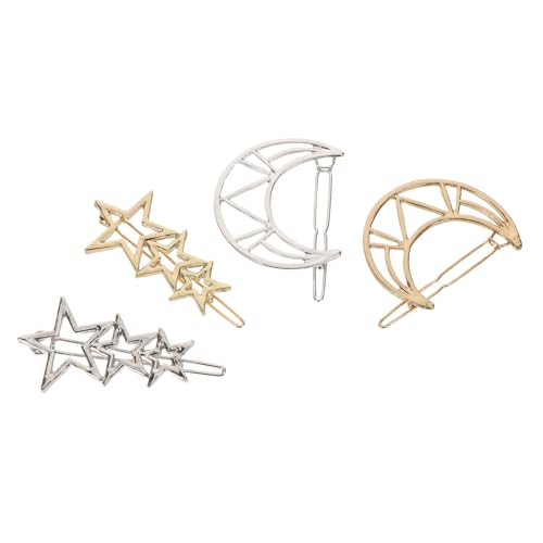 FOMIYES Teiliges Geometrische Haarspangen aus Metall Hohl Gestaltete Fünfzackige Stern Mond-haarclips in Gold und Silber Leichte Minimalistische Haarschmuck-accessoires für Damen Bequem von FOMIYES