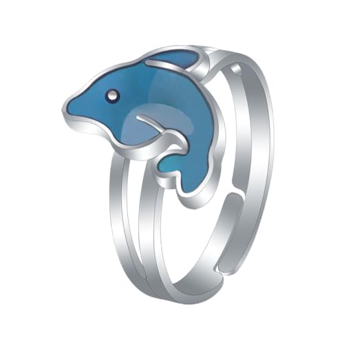 FOMIYES Thermochromatischer Delfin Fingerring Verstellbar Farbwechsel Ring für Mädchen Stimmungsring Kostüm Schmuck Party Accessoire von FOMIYES