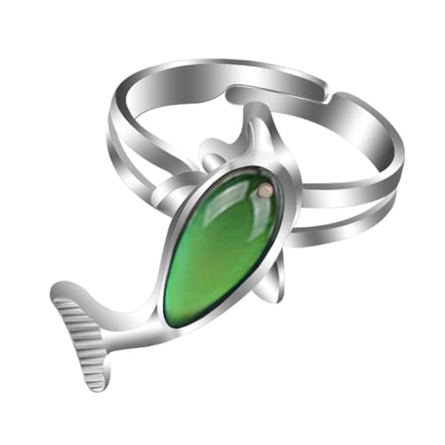 FOMIYES Thermochromatischer Delfinring Damen Schmuck Kreativer Farbwechsel Fingerring Modischer Stimmungsring Verstellbar Geschenkidee für Frauen Alltag und Party von FOMIYES