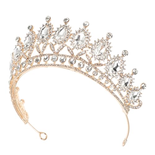 FOMIYES Tiara Haarschmuck für die Braut Haarschmuck für Frauen Brauthaar geformt Zubehör Strass Hochzeit Kopfschmuck Hochzeitskleid-Ornament Brautkrone für die Hochzeit Legierung Golden von FOMIYES
