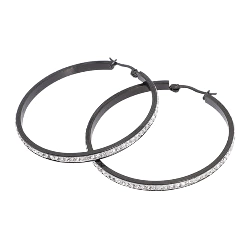 FOMIYES Titanstahl Creolen Ohrringe Damen mit Funkelnden Strasssteinen Schwarze Ohrhänger Leicht und Hautfreundlich für Geburtstag Hochzeit Club und Alltagsschmuck FOMIYES Titanstahl Creolen Ohrringe Damen mit Funkelnden Strasssteinen Schwarze Ohrhänger Leicht und Hautfreundlich für Geburtstag Hochzeit Club und Alltagsschmuck von FOMIYES