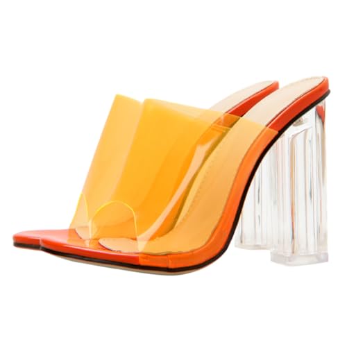 FOMIYES Transparente Damen High Heels Sandalen Sommer Tpr PVC Absatzschuhe mit Rutschfester Sohle und Langlebig für Arbeit Party und Festliche Anlässe von FOMIYES