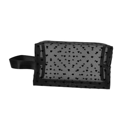 FOMIYES Transparente Mesh Kosmetiktasche mit Großem Fassungsvermögen Tragbare Makeup Bag für Damen Leichter Reise Organizer mit Stilvollem Herz Design Einfach zu Reinigen Vielseitig von FOMIYES