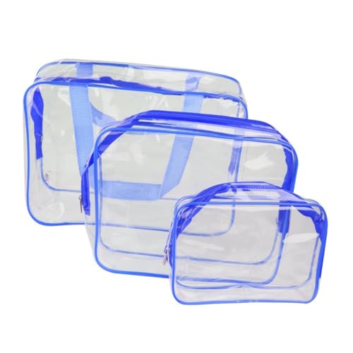 FOMIYES Transparente PVC Kosmetiktasche Teiliges Wasserdichtes Kulturset mit Organizer Vielseitige Schminktasche für Damen für Reisen Sport und Strand in Blau von FOMIYES