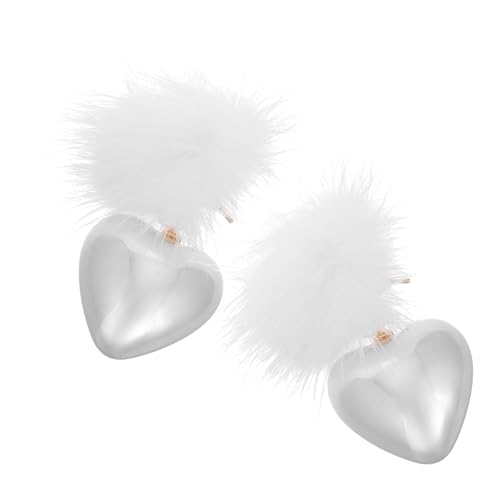 FOMIYES Trendige Ohrstecker mit Einzigartigem Herz Flauschigem Kunstfellball und Eleganter Kunstperle Modischer Schmuck für Damen Valentinstagsgeschenk für Hochzeit und Party von FOMIYES