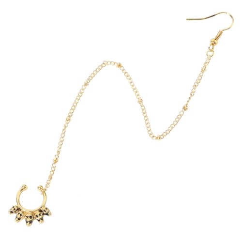 FOMIYES U förmiger Nasenring aus Metall mit Langem Kettendesign Kreative Nasenpiercing Buckles Goldfarbene Nasen Lippenringe Stilvolles Piercing Schmuckstück für Damen und Herren von FOMIYES