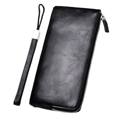 FOMIYES Ultradünne Lange Reißverschluss Geldbörse Herren mit Handgelenkschlaufe Multifunktionale Portable Kartenetui Strapazierfähiges Material Viele Kartenfächer Praktische Mobile von FOMIYES