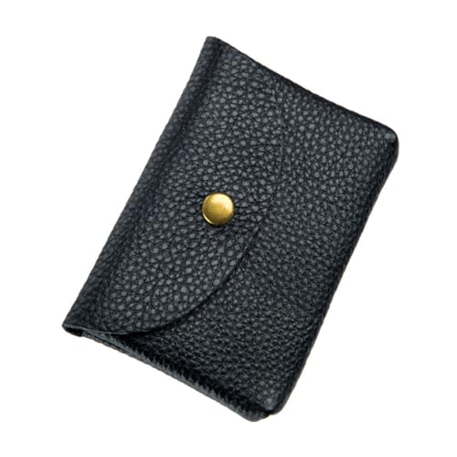 FOMIYES Ultradünnes Mini Portemonnaie Damen PU Echtleder Kleingeldbörse mit Kartenfach Kompakt Leicht Outdoor Geldbörse Karten Organizer Schwarz von FOMIYES