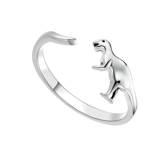 FOMIYES Unisex Dinosaurier Ring aus Sterling Silber Verstellbarer Offener Bandring Modisches Schmuckstück für Frauen Teenager Jungen Eleganter Stil für Alltag und Party von FOMIYES