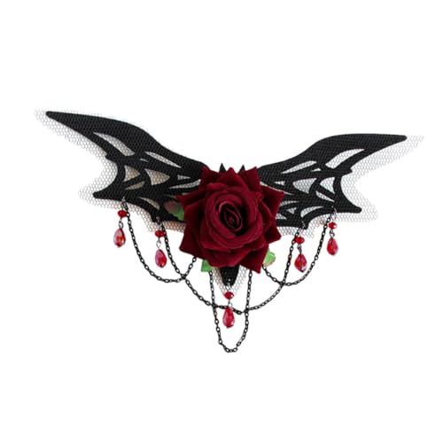 FOMIYES Feenhafte Quaste Fledermaus Kopfbedeckung Für Frauen Damen Bluse Romantische Rose Haarnadel Valentinstag Gothic Fledermaus Clips Party Kostüme Halloween Zubehör Fa1943 von FOMIYES